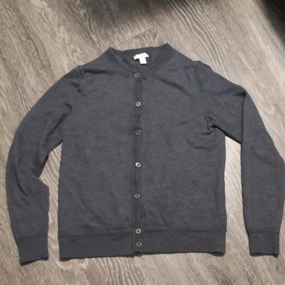 GAP Charcoal Cardigan Merino Wool Sweater, Size Medium